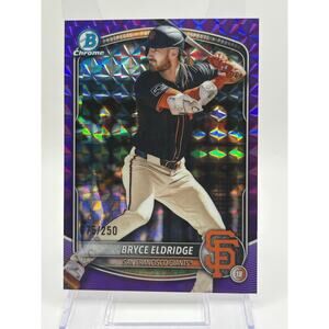 2025 Bowman Chrome Bryce Eldridge Purple Geometric Refractor 75/250 SP Giants